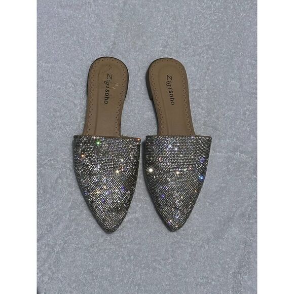 Zigisoho Bling Tan Pointed Toe Flats Reilan Size 7.5 - Picture 1 of 8